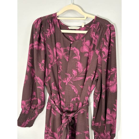 Soft Surroundings Women's Dianthe Belted Maxi Dress in Purple Botanical Size L - Picture 5 of 9